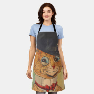 TOP HAT CAT LOUIS WAIN ART RETRO KITCHEN APRON