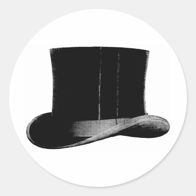 top hat classic round sticker (Front)