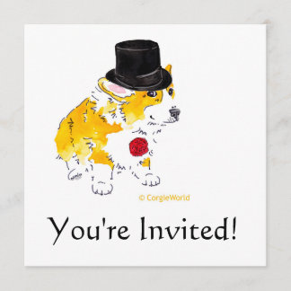 Top Hat Corgi Invitations
