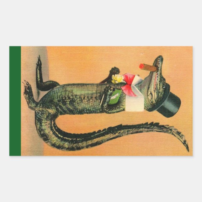 Top Hat Gator Rectangular Sticker (Front)