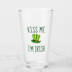 Top Hat Kiss Me Im Irish Glass