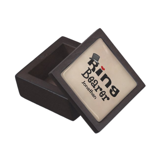 Top Hat Ring Bearer Jewellery Box (Opened)