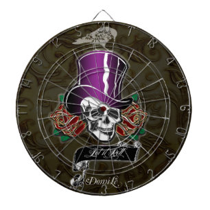 Top Hat Skull and Raven Dartboard