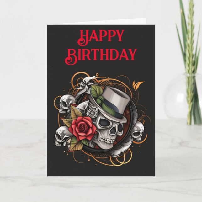top hat skull birthday card (Front)