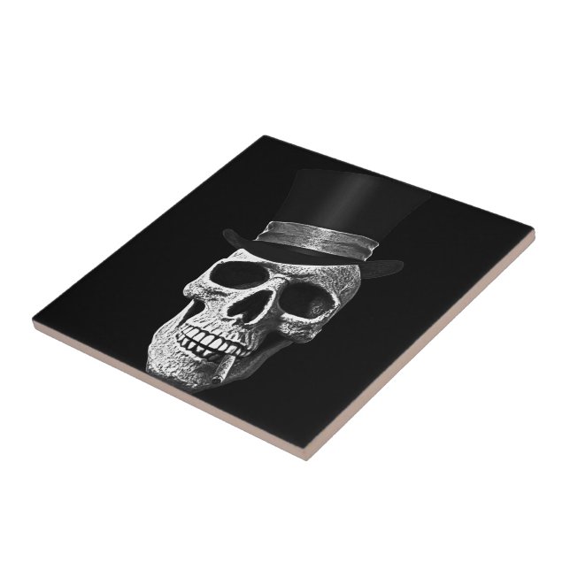 Top hat skull ceramic tile (Side)