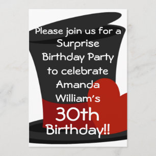 Top Hat Surprise Birthday Party Invitation