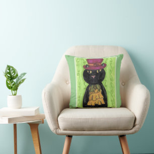 Top Hat Vintage Cat Cute Doodle Art Fun Cushion