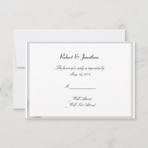 Top Hats and Bow Ties Gay Wedding Response Card