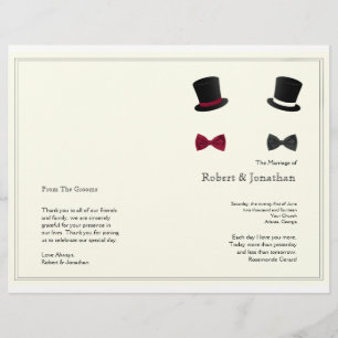 Top Hats and Bow Ties Wedding Program