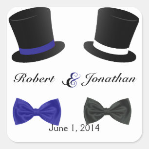Top Hats Bow Ties Blue Gay Wedding Envelope Seal