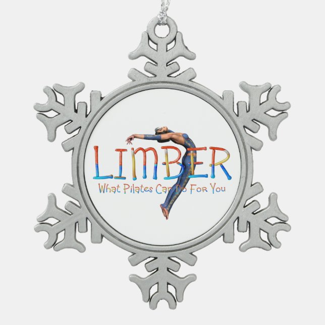 TOP Limber Pilates Snowflake Pewter Christmas Ornament (Front)