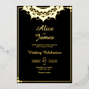 Top Mandala Header Elegant Black Gold Foil Wedding