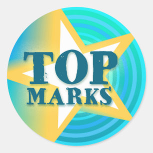 Top marks star sticker praise blue/green
