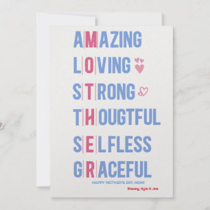 Top Mum Qualities for a Best Mum Mother's Day Card