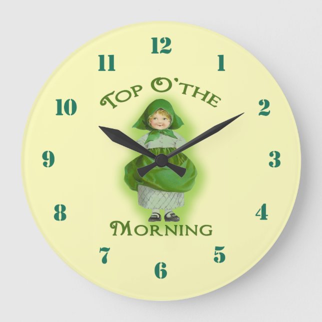 Top o the Morning Irish Lass Wall Clock (Front)