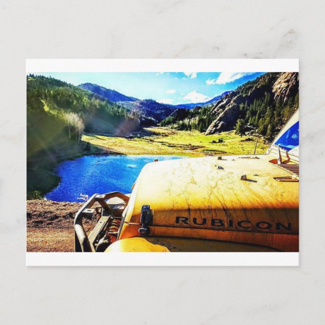 Top of a Yellow Jeep with Mountains Postcard (Front)
