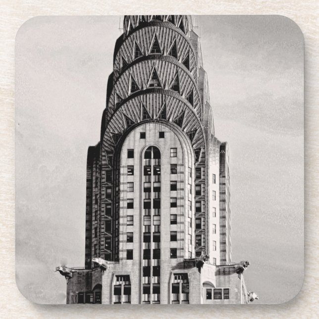Top of the Chrysler Building NYC - B&W Coaster (Front)