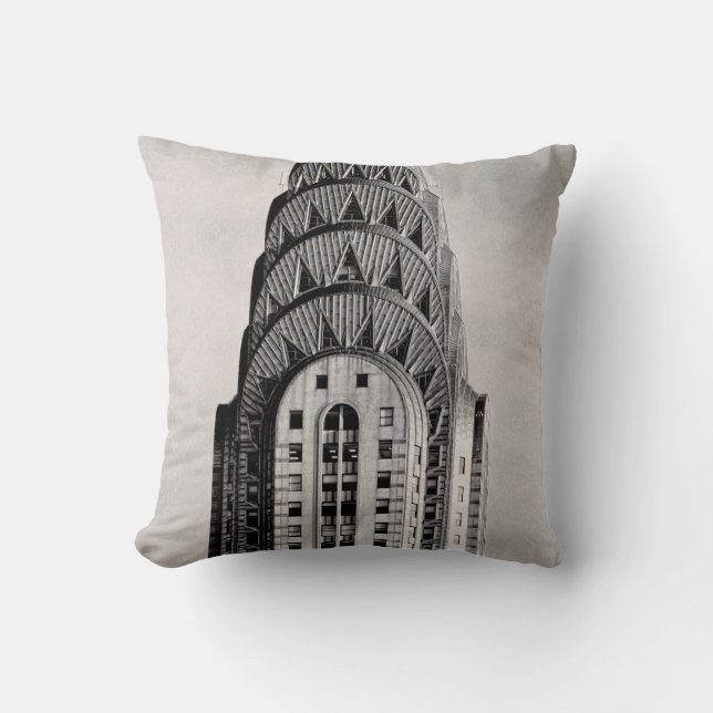 Top of the Chrysler Building NYC - B&W Cushion (Front)