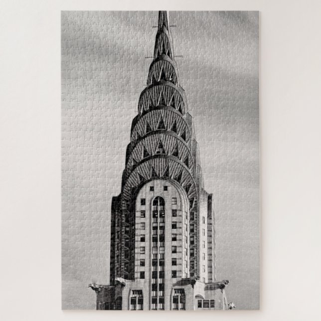 Top of the Chrysler Building NYC - B&W Jigsaw Puzzle (Vertical)