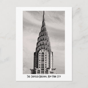 Top of the Chrysler Building NYC - B&W Postcard