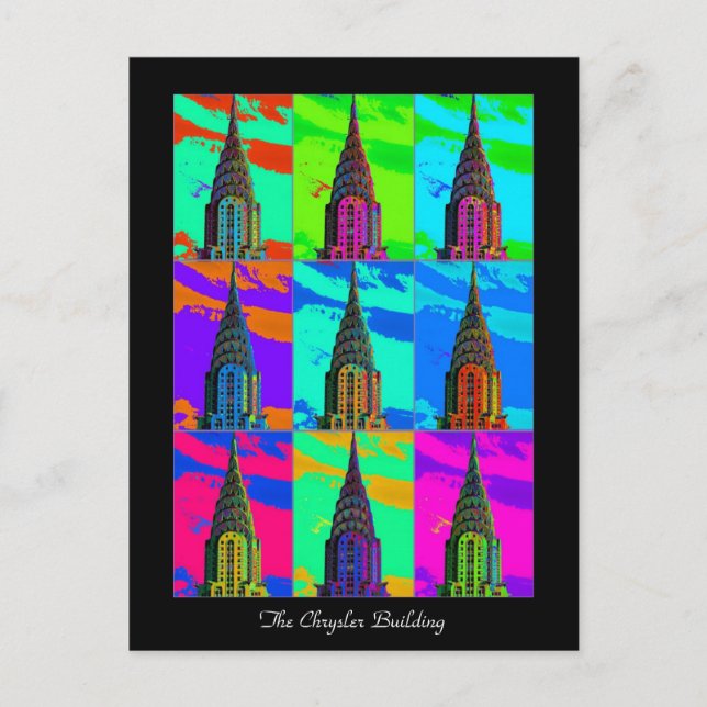 Top of the Chrysler Building Pop Art Postcard (Front)