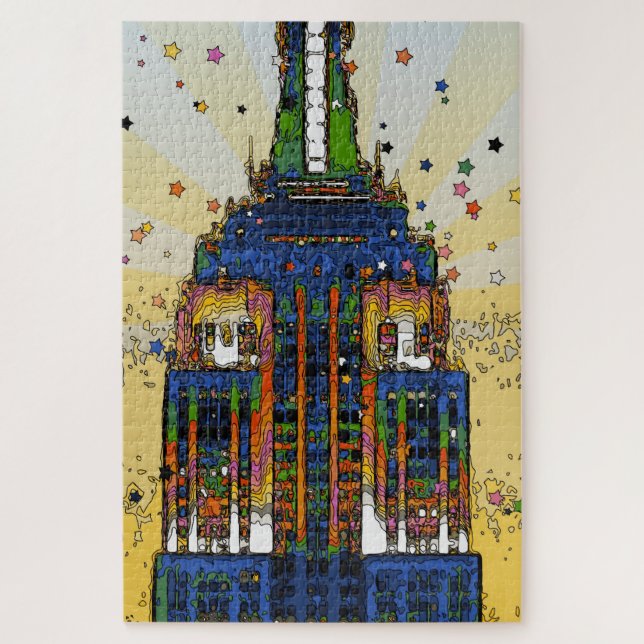 Top of the Empire State Psychedelic NYC Style Jigsaw Puzzle (Vertical)