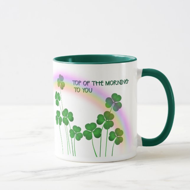 Top of the Morning St Patrick's Day Shamrocks Mug (Right)