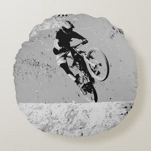  Top of the Mountain - Mountain Biker  Round Cushion (Front)