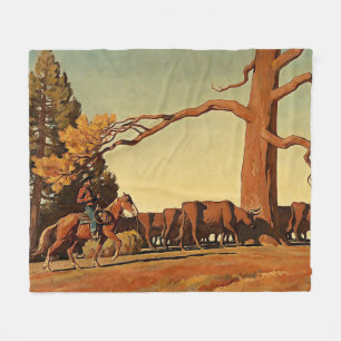 “Top of the Ridge” Western Art by Maynard Dixon Fleece Blanket