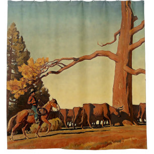 “Top of the Ridge” Western Art by Maynard Dixon Shower Curtain