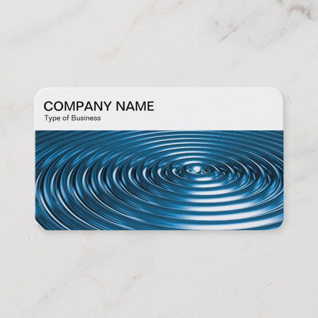 Top Panel - Concentric Rings - Blue Chrome Busines Business Card (Front)