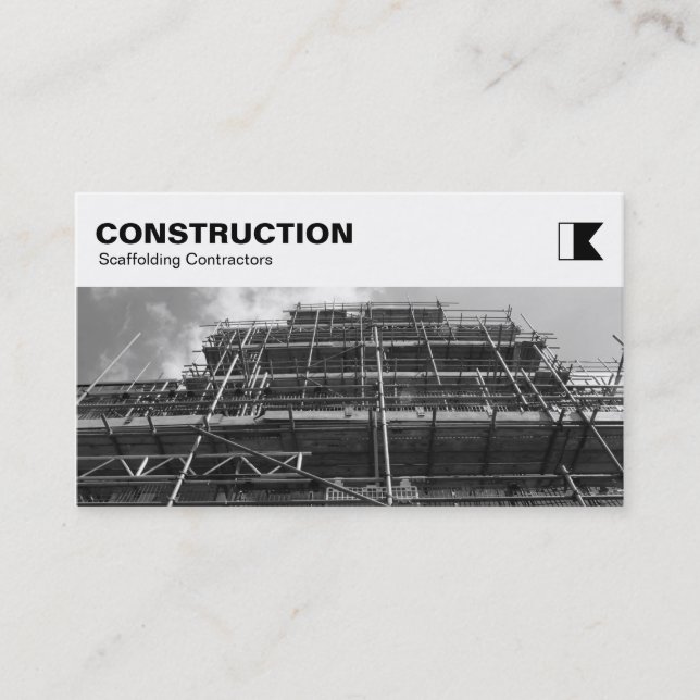 Top Panel - Constuction - Scaffolding B&W Business Card (Front)