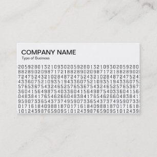 Top Panel - Random Numbers - Black on White Busine Business Card