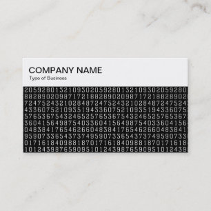 Top Panel - Random Numbers - White on Black Busine Business Card
