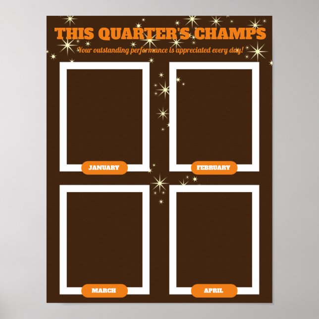 Top performer recognition quarterly photo display poster (Front)