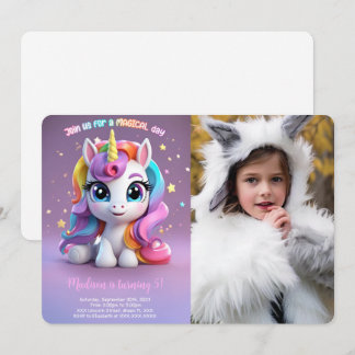 Top Rainbow Unicorn Birthday Invitation