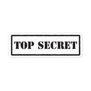 Top secret black stamped label return address label