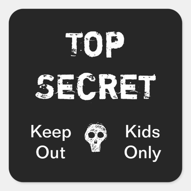 Top Secret Kids Square Sticker (Front)