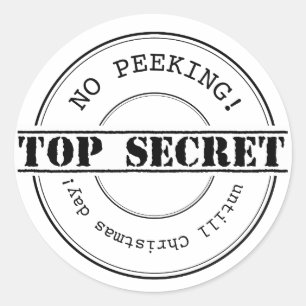 Top Secret   No peeking   Christmas sticker
