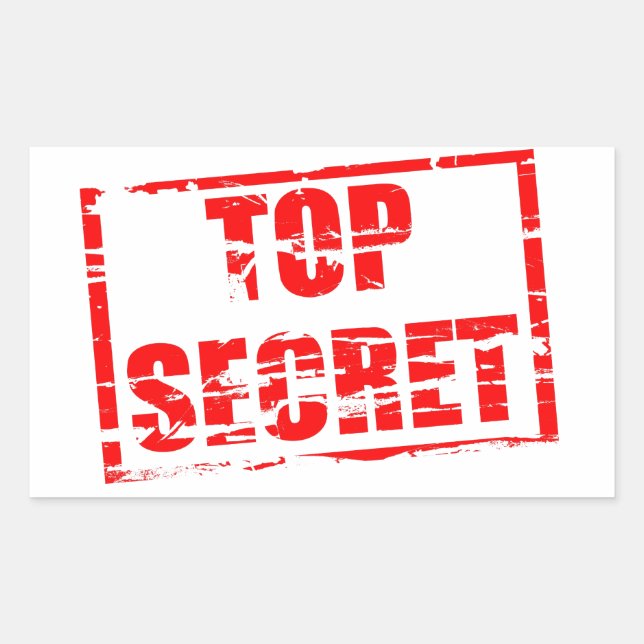 Top secret rubber stamp effect rectangular sticker (Front)