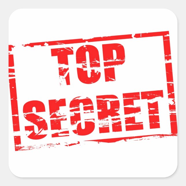 Top secret rubber stamp effect square sticker (Front)