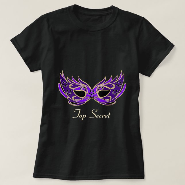 Top Secret slogan Royal purple masquerade mask (Design Front)