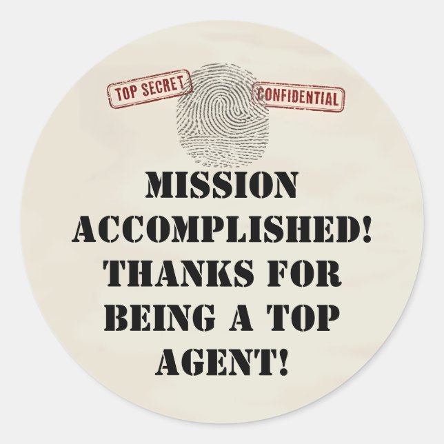 Top Secret Spy Mission Kids Party Classic Round Sticker (Front)