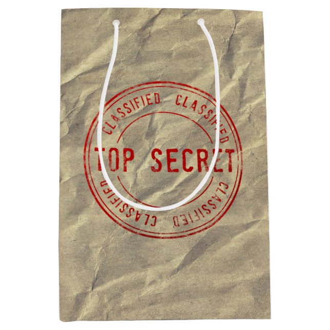 Top Secret Wrinkled Paper Novelty Gift Bag (Front)