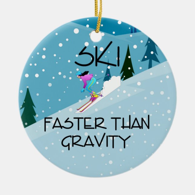 TOP Ski Faster Ceramic Tree Decoration (Front)