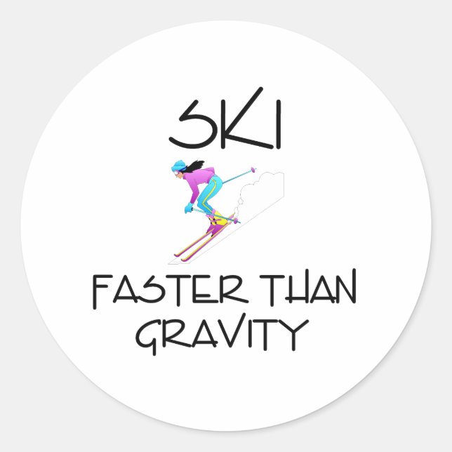 TOP Ski Faster Classic Round Sticker (Front)