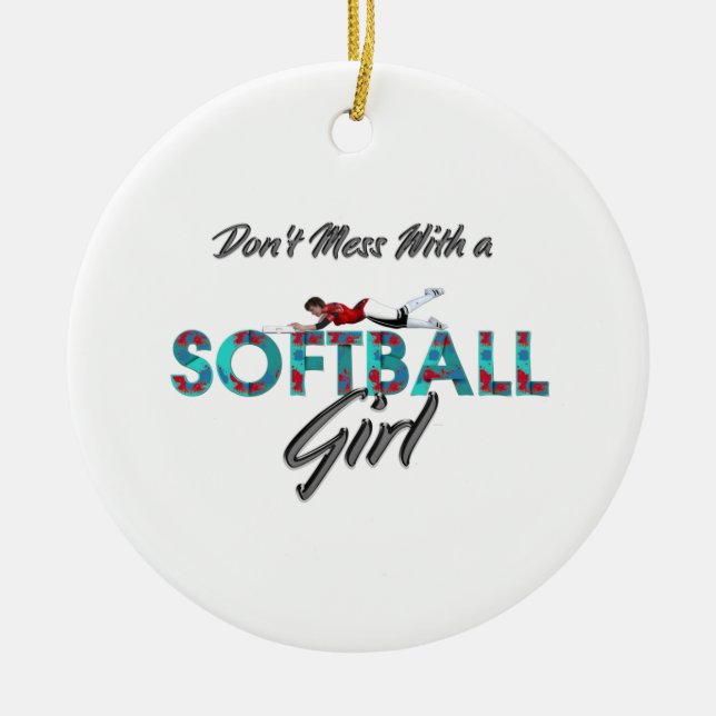 TOP Softball Girl Ceramic Ornament (Front)