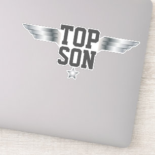 Top Son Aviator Pilot Wings Silver Effect