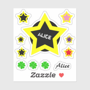 Top Star & Alice name /Clover lucky Set Sticker