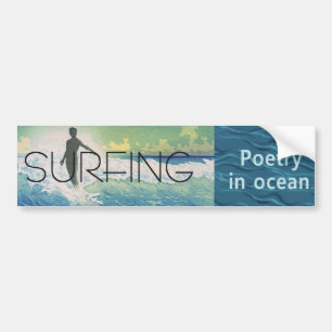 TOP Surfing Poetry in Ocean Bumper Sticker
